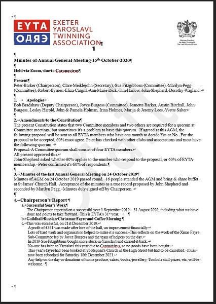 AGM Minutes 15 October 2020