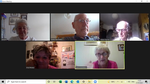 Screen shot from our Exeter Yaroslavl Zoom meeting 27 July 2021
