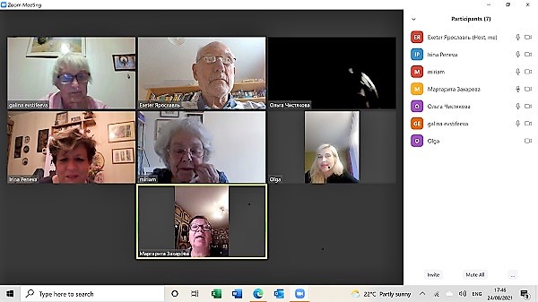 Screen shot from our Exeter Yaroslavl Zoom meeting 24 August 2021