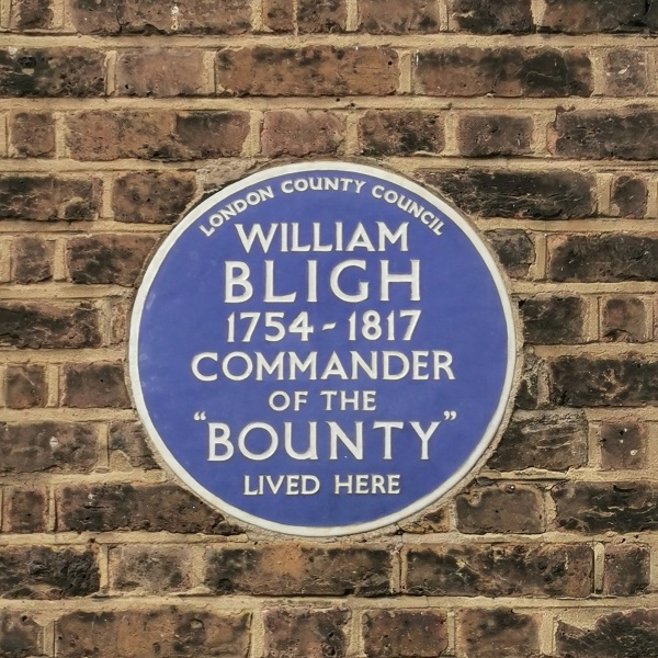 Near the Soviet War Memorial. 100 Lambeth Road, London.  The home of Captain Bligh of 'Mutiny on the Bounty'