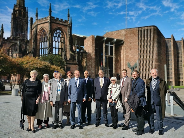 Event to mark 80th anniversary of link between Coventry and Volgograd. His Excellency Russian Ambassador, Coventry Civic Leaders, Dean Coventry Cathedral, twinning representatives, including Exeter Yaroslavl.  Background Coventry Cathedral