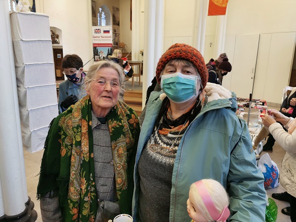 Irina and Irina at our Russian Christmas Fayre.  Irina (left) and her late husband, former Father Peter of Exeter Orthodox Church, were founder members.  Irina (right) helped with our Russian goods stall.  It is valuable having a Russian person to explain to people the cultural background of Russian craft items we were selling.