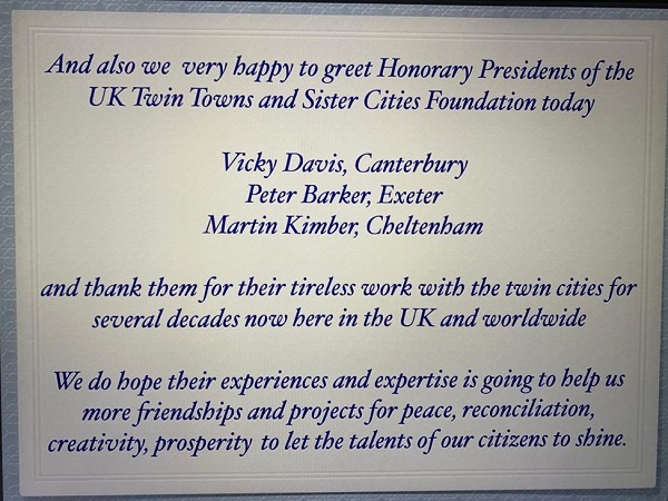 Honorary Presidents, UK Twin Town and Sister Cities Foundation
