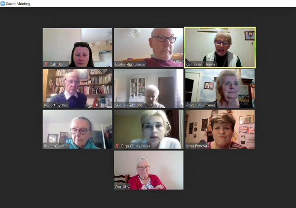 Screen shot from our Exeter Yaroslavl Zoom meeting 22 March 2022
